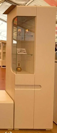 Шкаф с витриной  Леонардо Белый перламутр МН-026-01